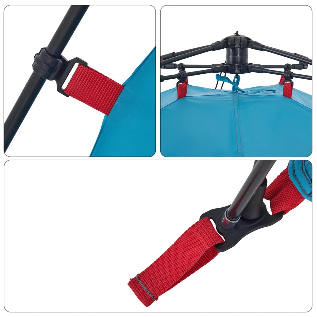 Kempingový Stan Kupole Pro 3 Osoby Modrý Rychloupínací