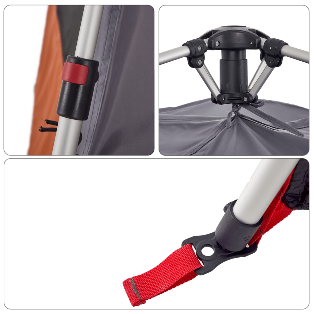 Rodinný Stan Kupole Pro 10 Osob Šedý A Oranžový Rychloupínací