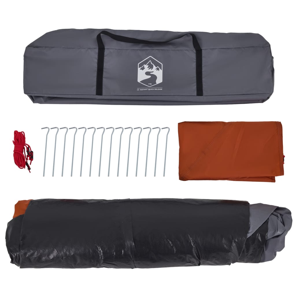 Kempingový Stan Kupole 4 Osoby Šedý A Oranžový Rychloupínací