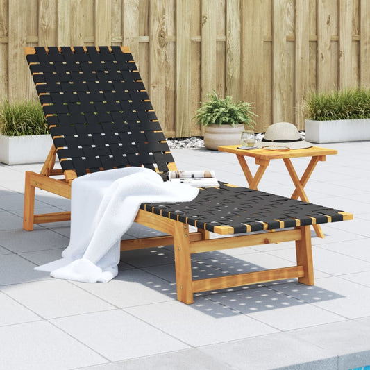 Lehátko Černé Masivní Akáciové Dřevo A Textil