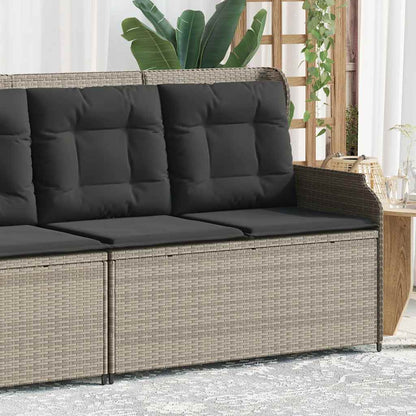 Polohovací Zahradní Lavice S Poduškami Světle Šedá Polyratan
