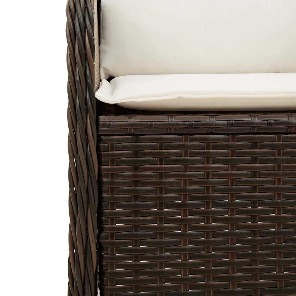 Polohovací Zahradní Lavice S Poduškami Hnědá Polyratan