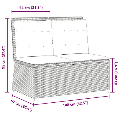 Polohovací Zahradní Lavice S Poduškami Šedá Polyratan