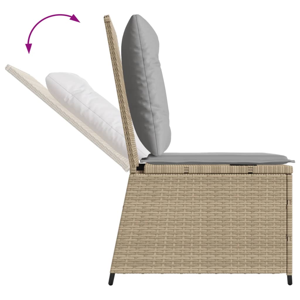 Polohovací Zahradní Pohovka S Poduškami Béžová Polyratan