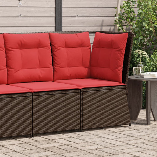 Zahradní Rohová Pohovka S Polštáři Hnědá Polyratan