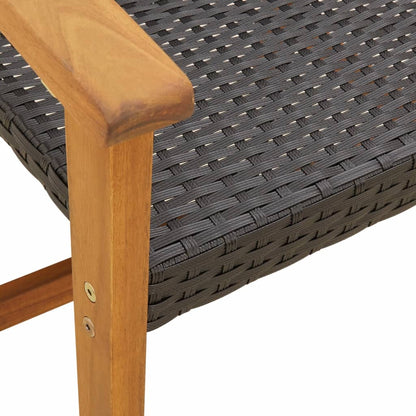 Zahradní Černá 112 Cm Polyratan A Akáciové Dřevo