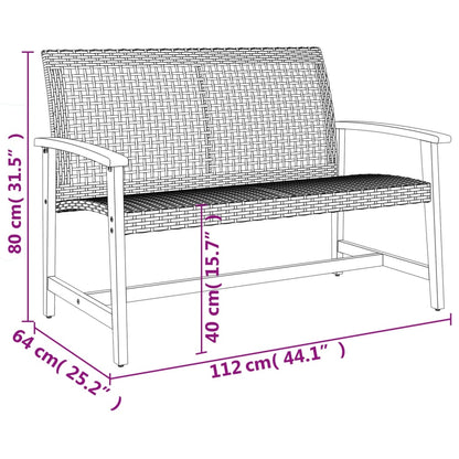 Zahradní Černá 112 Cm Polyratan A Akáciové Dřevo