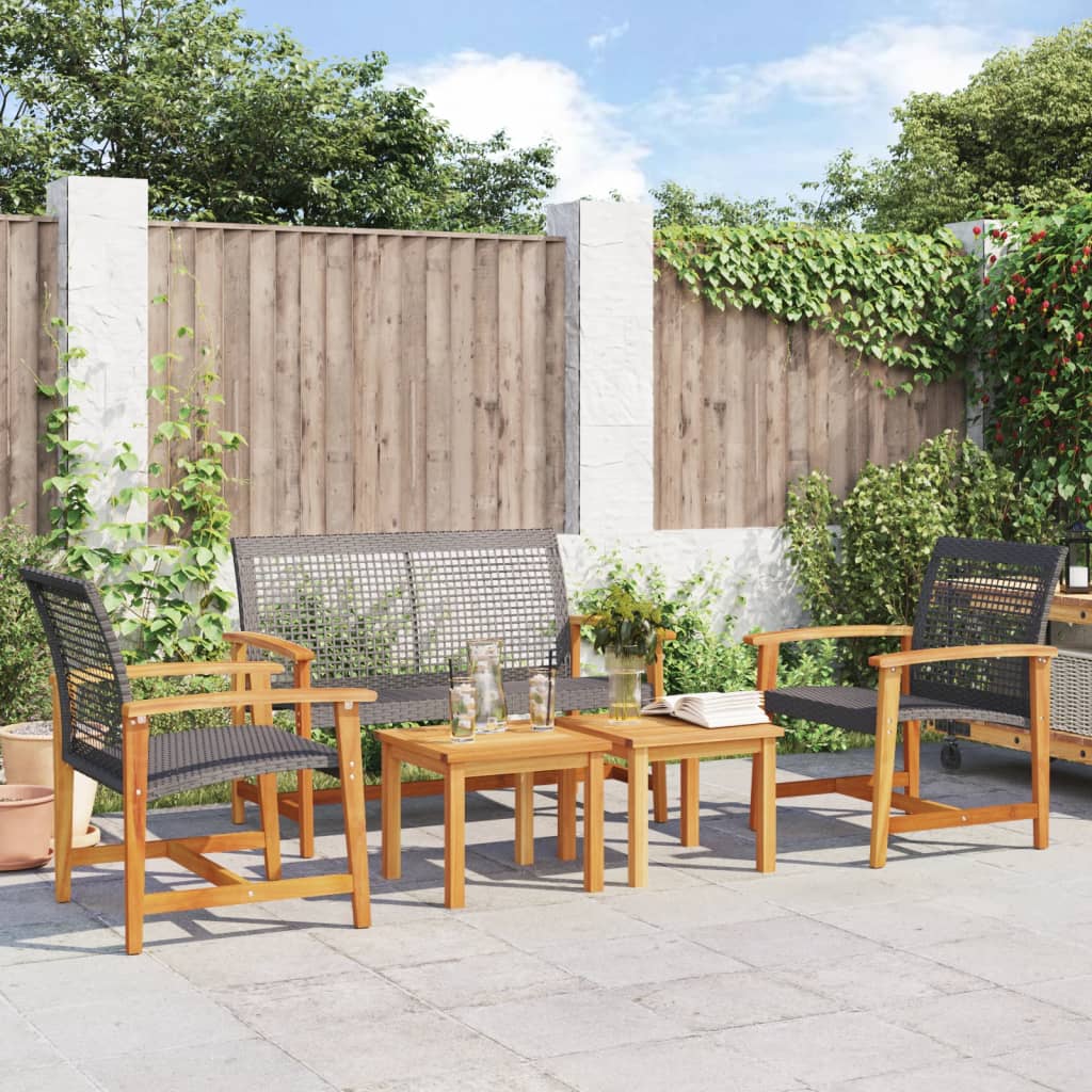 Zahradní Černá 112 Cm Polyratan A Akáciové Dřevo