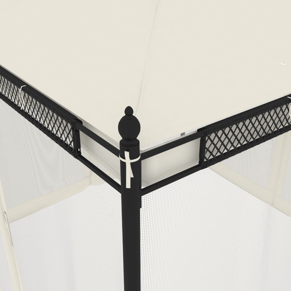 Altán Se Síťovanými Stěnami Krémový 2,93 X 2,93 M Ocel