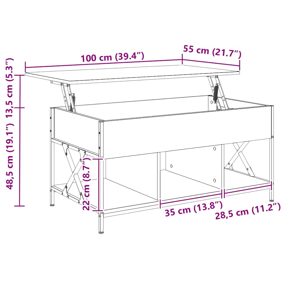 Konferenční Stolek Černý 100X55X50 Cm Kompozitní Dřevo A Kov