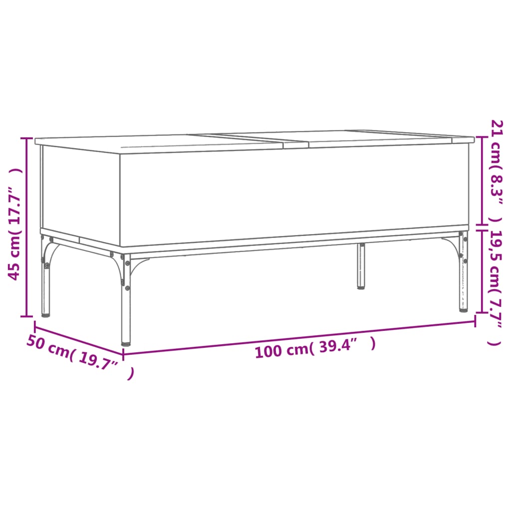 Konferenční Stolek Černý 100X50X45 Cm Kompozitní Dřevo A Kov