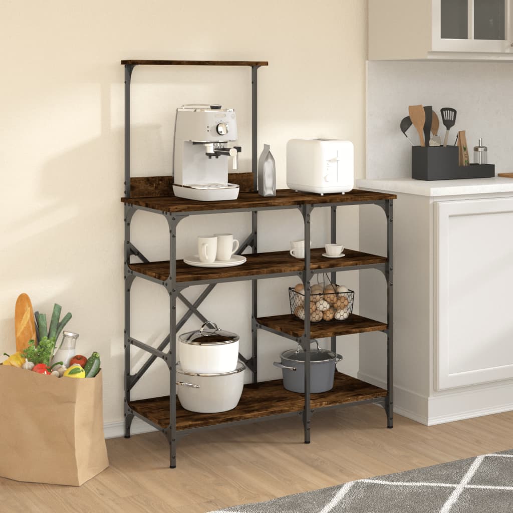 Kuchyňský Regál 90X40X132 Cm Kompozitní Dřevo A Kov