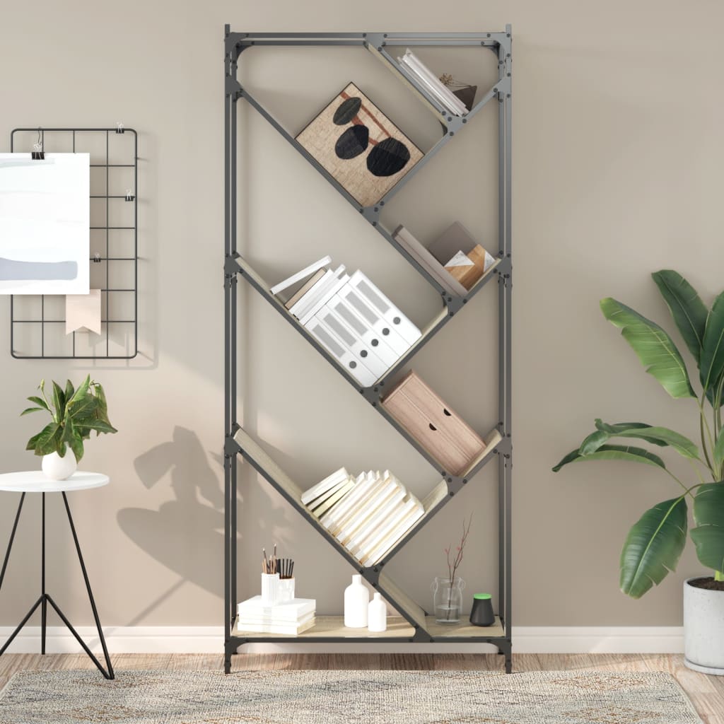Knihovna 79 X 30 X 180 Cm Kompozitní Dřevo A Kov