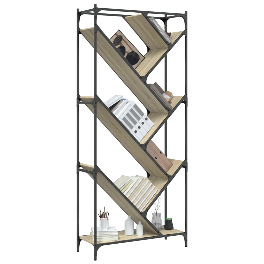 Knihovna 79 X 30 X 180 Cm Kompozitní Dřevo A Kov
