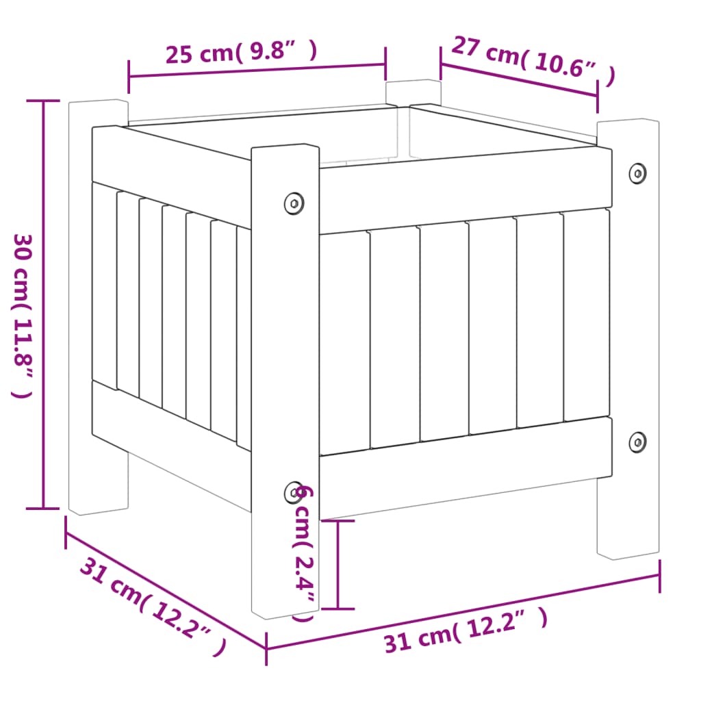 Zahradní Truhlík S Vložkou 31X31X30 Cm Masivní Akáciové Dřevo