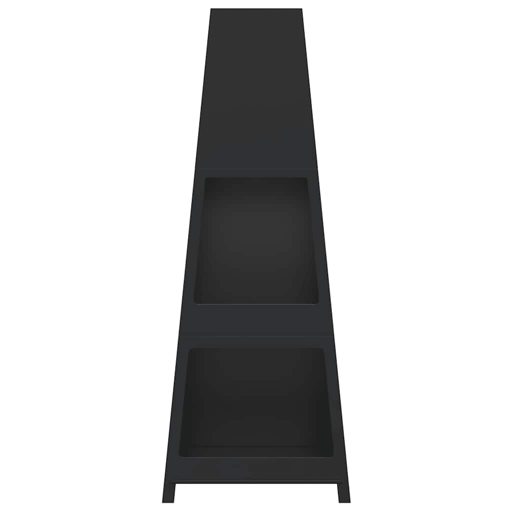 Venkovní Krb Se Zásobníkem Na Dřevo Věžový Design Černý Ocel