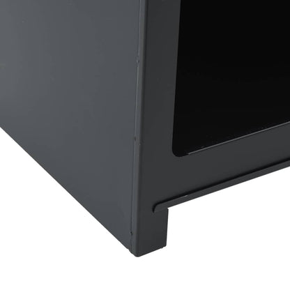 Venkovní Krb Se Zásobníkem Na Dřevo Věžový Design Černý Ocel