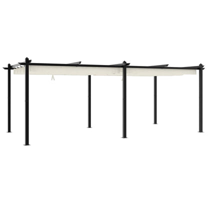 Zahradní Altán Se Zatahovací Střechou Krémový 3 X 6 Hliník