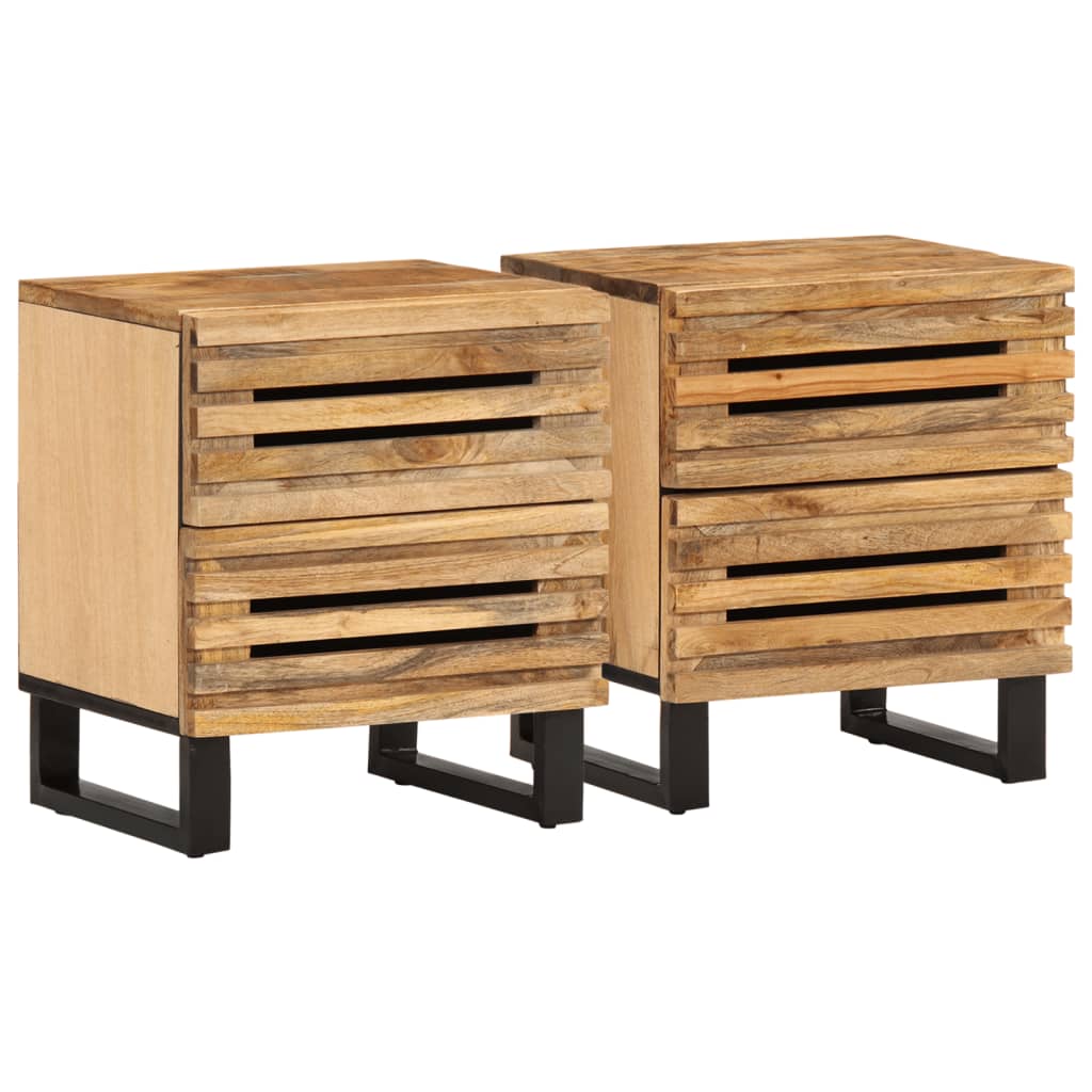 Noční Stolky 2 Ks 40X34X46 Cm Masivní Hrubé Mangovníkové Dřevo