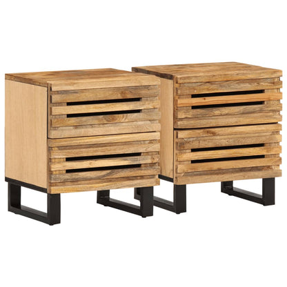 Noční Stolky 2 Ks 40X34X46 Cm Masivní Hrubé Mangovníkové Dřevo