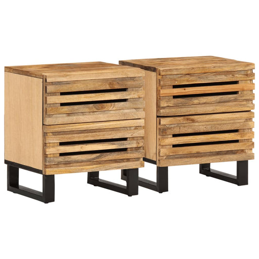Noční Stolky 2 Ks 40X34X46 Cm Masivní Hrubé Mangovníkové Dřevo