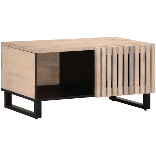 Konferenční Stolek Bílý 80X51X40 Cm Masivní Mangovníkové Dřevo