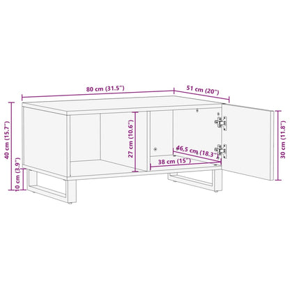 Konferenční Stolek Bílý 80X51X40 Cm Masivní Mangovníkové Dřevo
