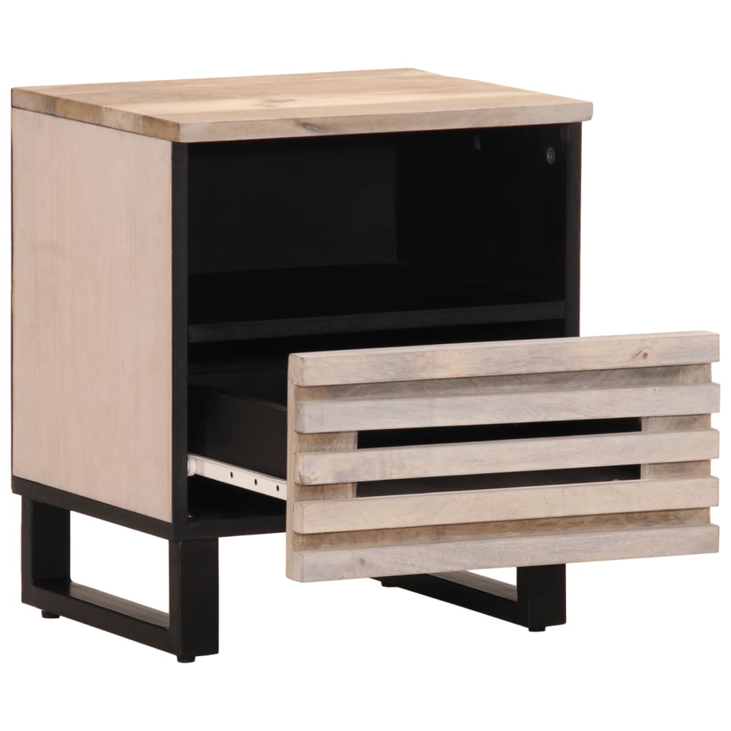 Noční Stolky 2 Ks 40X34X46 Cm Masivní Bělené Mangovníkové Dřevo