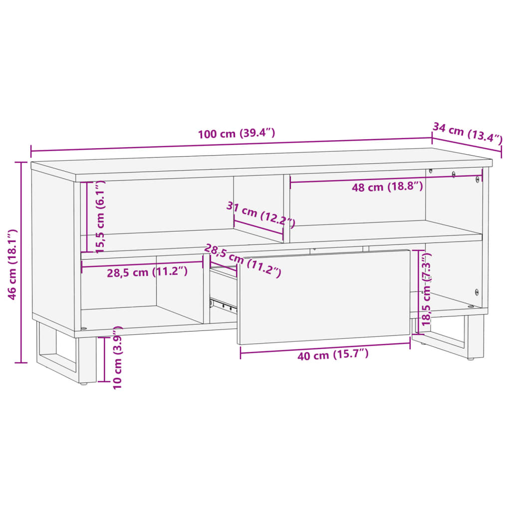 Tv Stolek 100 X 34 X 46 Cm