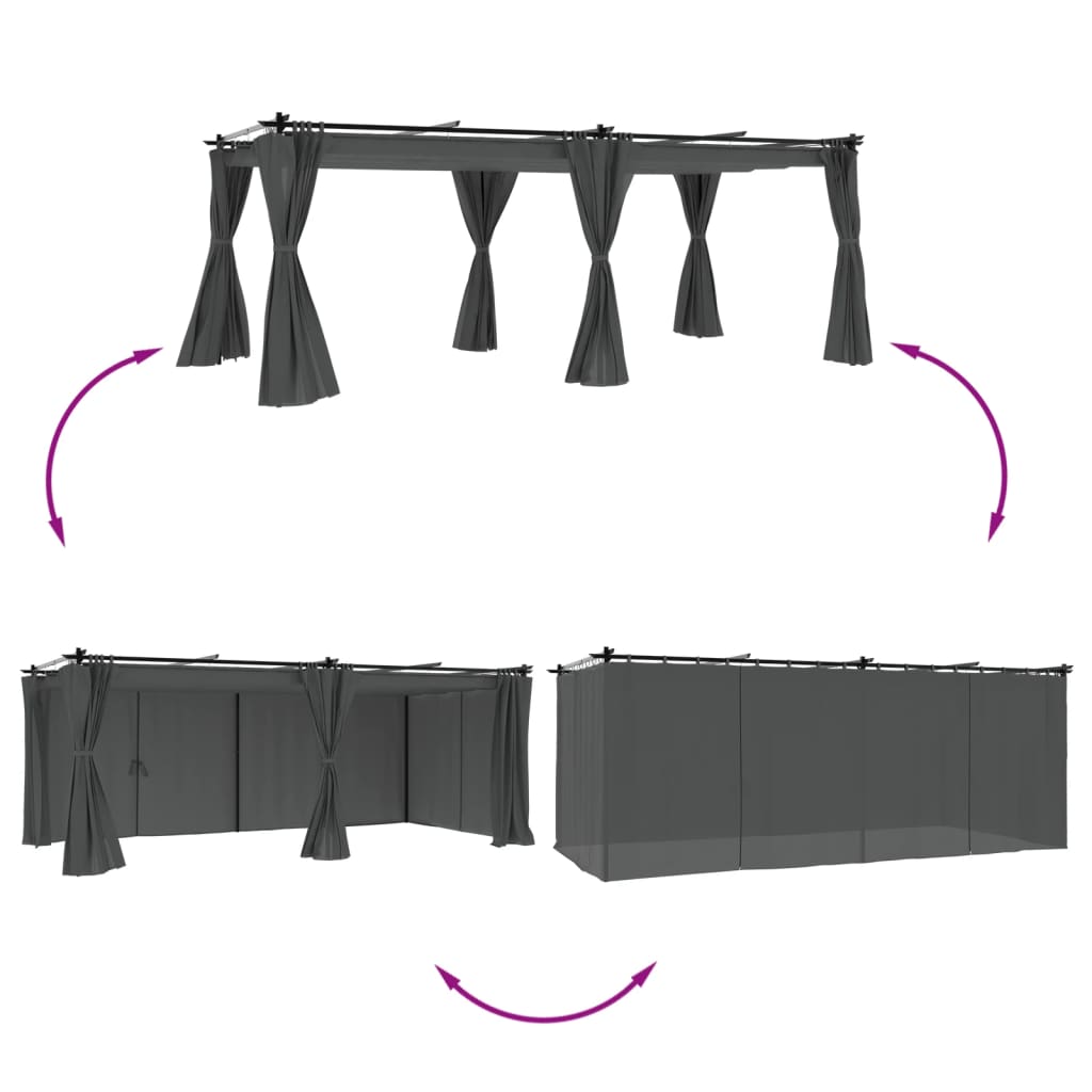 Altán Se Závěsy Antracitový Ocel