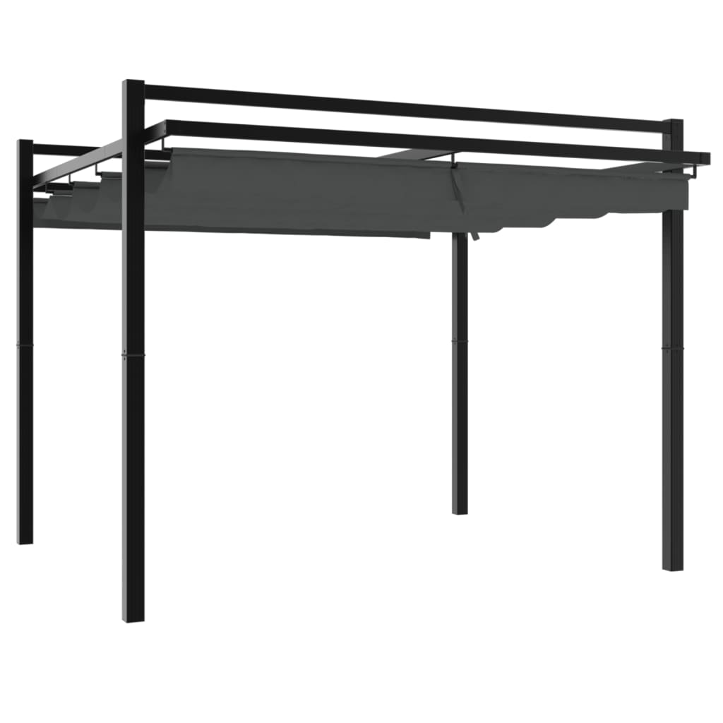 Zahradní Altán Se Zatahovací Střechou Antracitový 3 X 3 Hliník