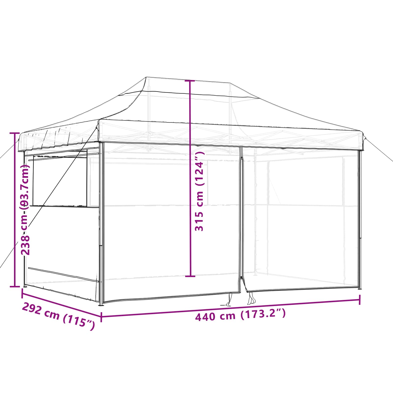 Skládací Party Stan Pop-Up Se 4 Bočními Stěnami Zelený