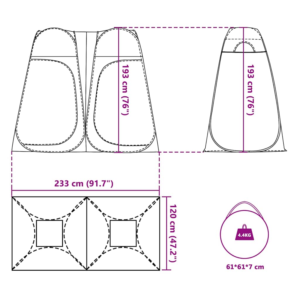 Toaletní Stan Modrý Pop-Up Nepromokavý