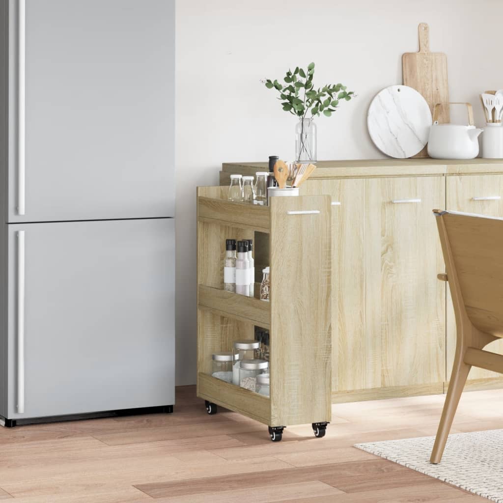Skříňka Na Kolečkách Dub Sonoma 60X22X79 Cm Kompozitní Dřevo