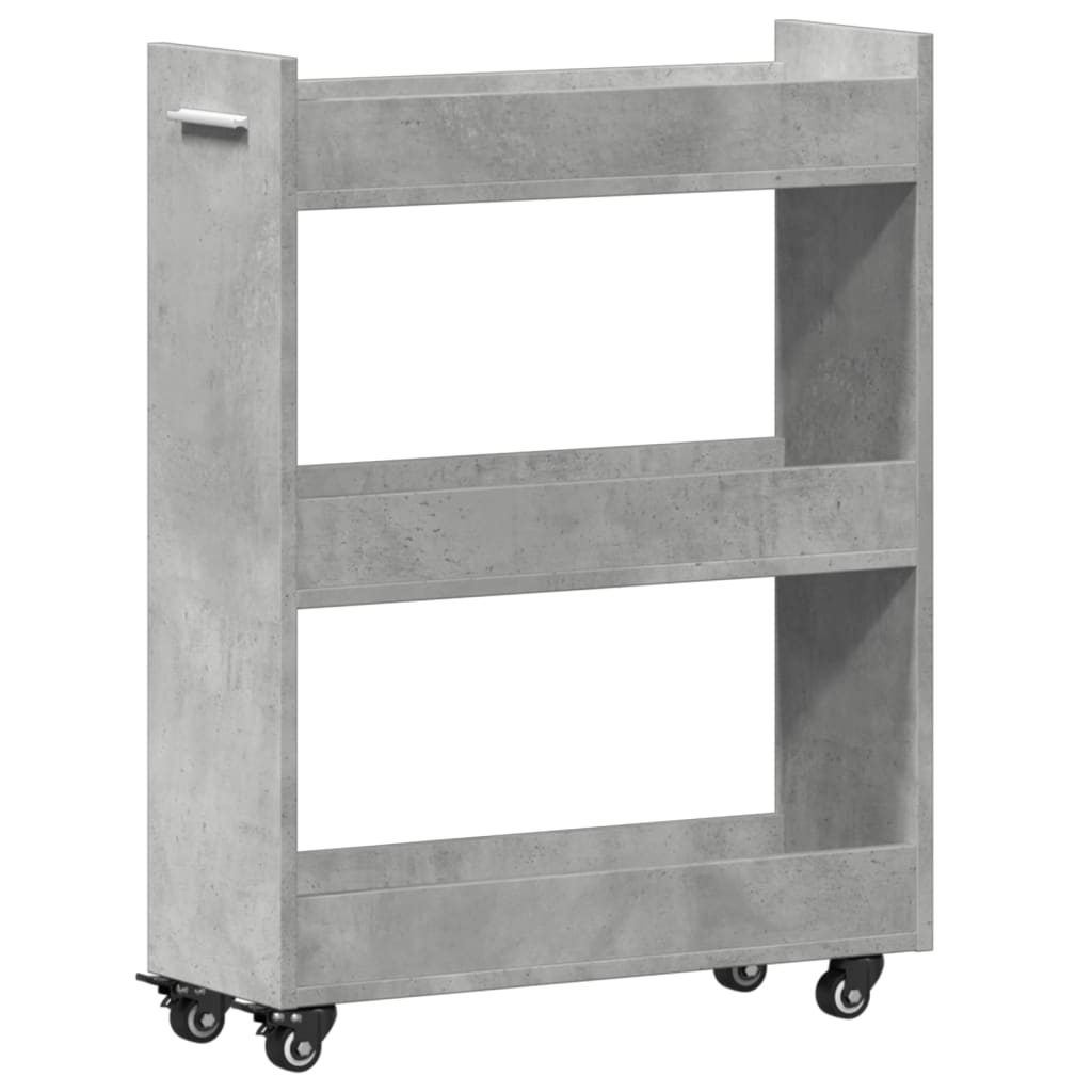 Skříňka Na Kolečkách Betonově Šedá 60X22X79 Cm Kompozitní Dřevo
