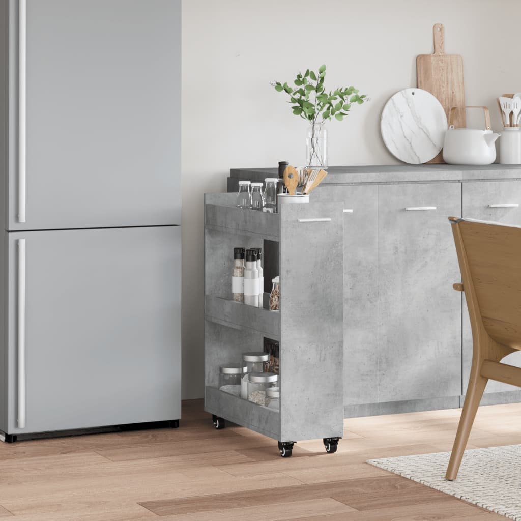 Skříňka Na Kolečkách Betonově Šedá 60X22X79 Cm Kompozitní Dřevo