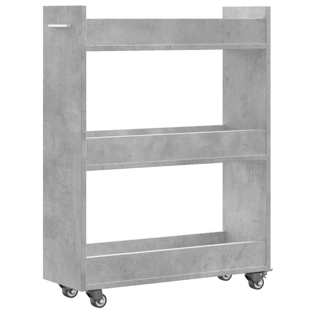 Skříňka Na Kolečkách Betonově Šedá 60X22X79 Cm Kompozitní Dřevo
