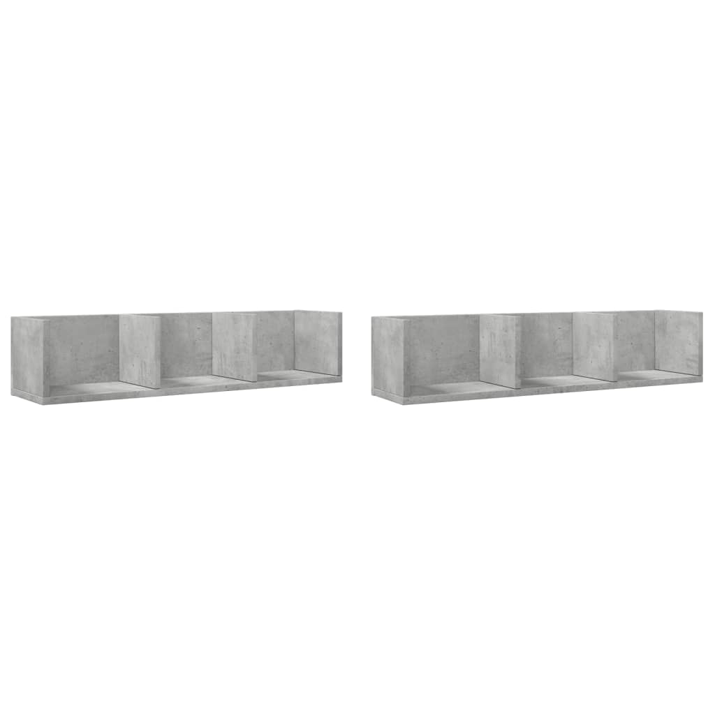 Nástěnné Skříňky 2 Ks Betonově Šedé 75 X 18 X 16,5 Cm Kompozit Betonová Šedá