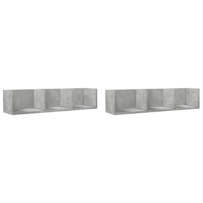 Nástěnné Skříňky 2 Ks Betonově Šedé 75 X 18 X 16,5 Cm Kompozit Betonová Šedá