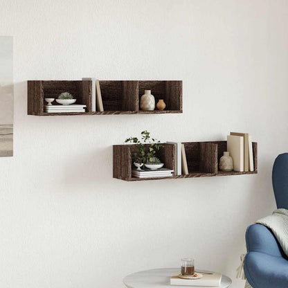 Nástěnné Skříňky 2 Ks 75X18X16,5 Cm Kompozitní Dřevo Hnědý Dub