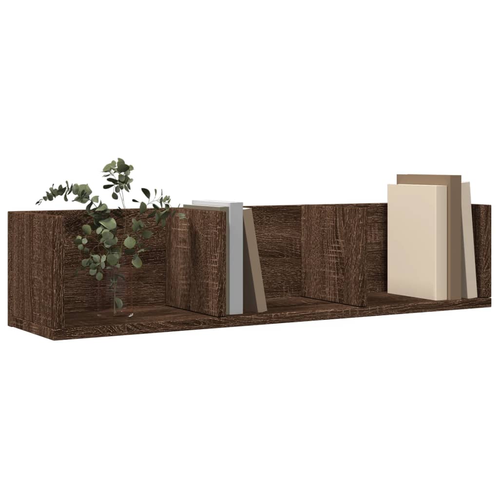 Nástěnné Skříňky 2 Ks 75X18X16,5 Cm Kompozitní Dřevo Hnědý Dub
