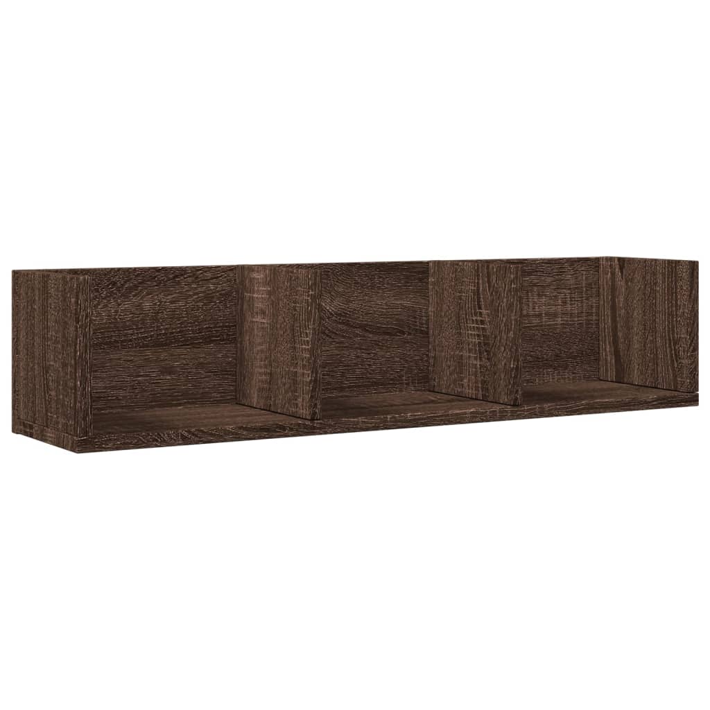 Nástěnné Skříňky 2 Ks 75X18X16,5 Cm Kompozitní Dřevo Hnědý Dub