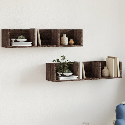 Nástěnné Skříňky 2 Ks 75X18X16,5 Cm Kompozitní Dřevo Hnědý Dub