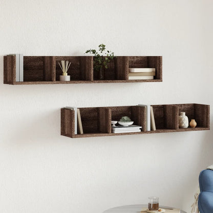 Nástěnné Skříňky 2 Ks 75X18X16,5 Cm Kompozitní Dřevo Hnědý Dub