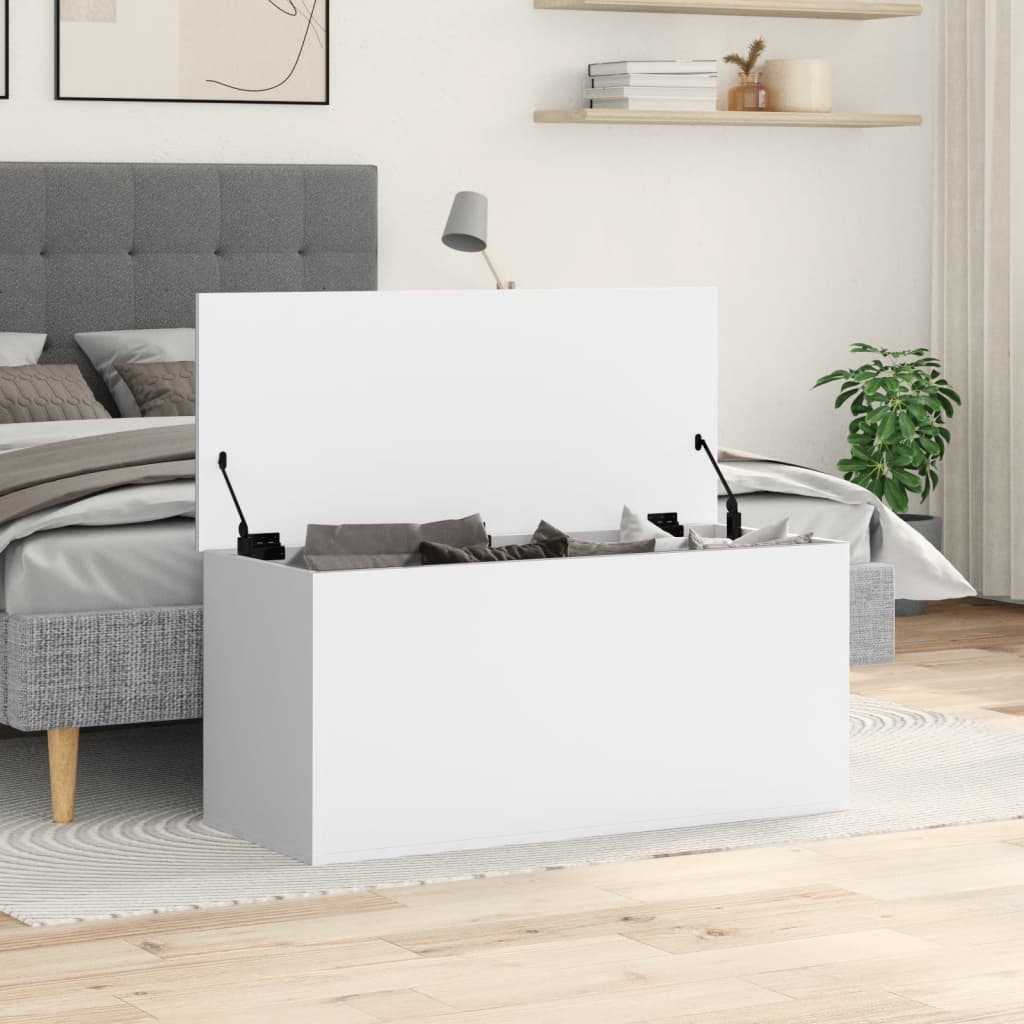 Úložný Box Bílý 100 X 42 X 46 Cm Kompozitní Dřevo
