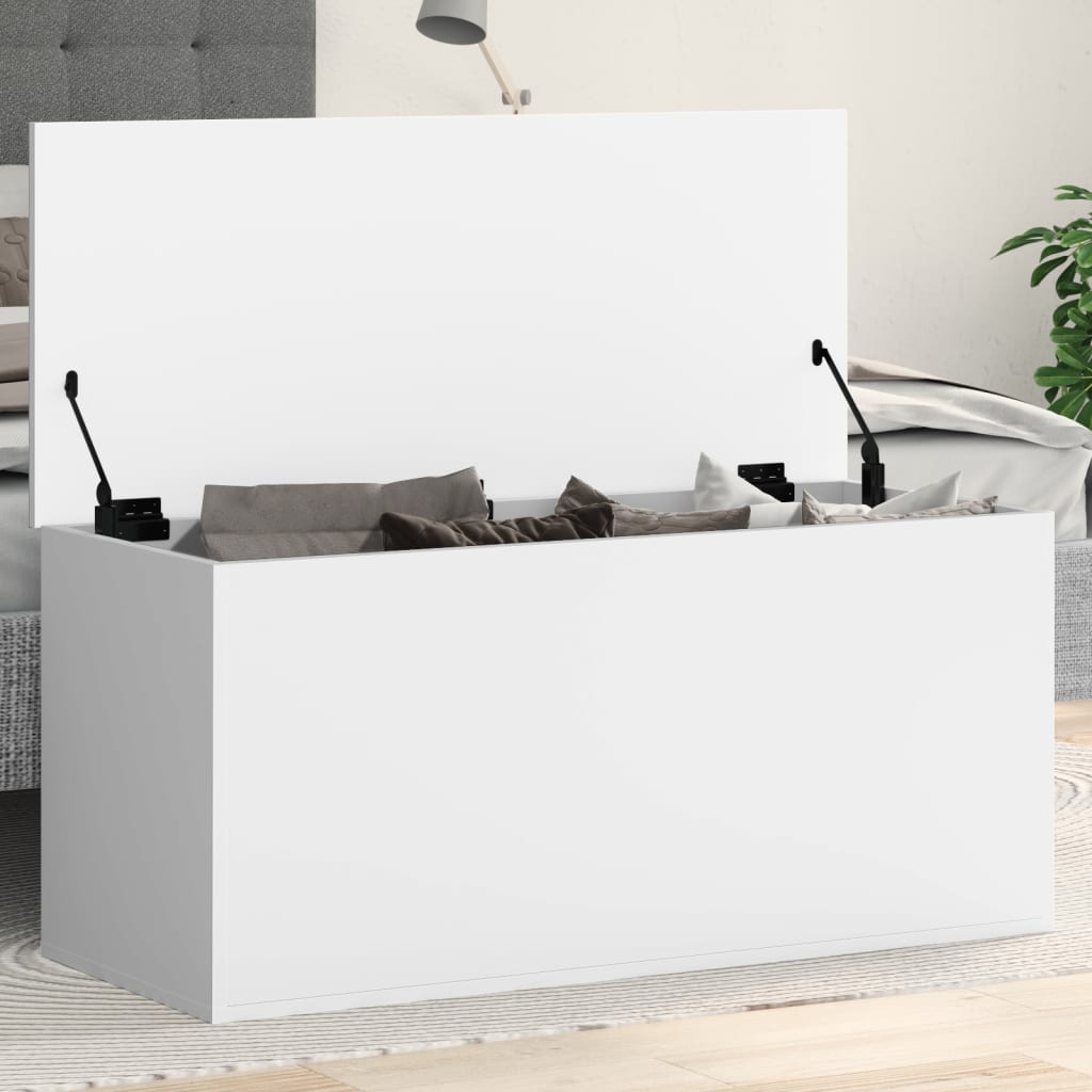Úložný Box Bílý 100 X 42 X 46 Cm Kompozitní Dřevo