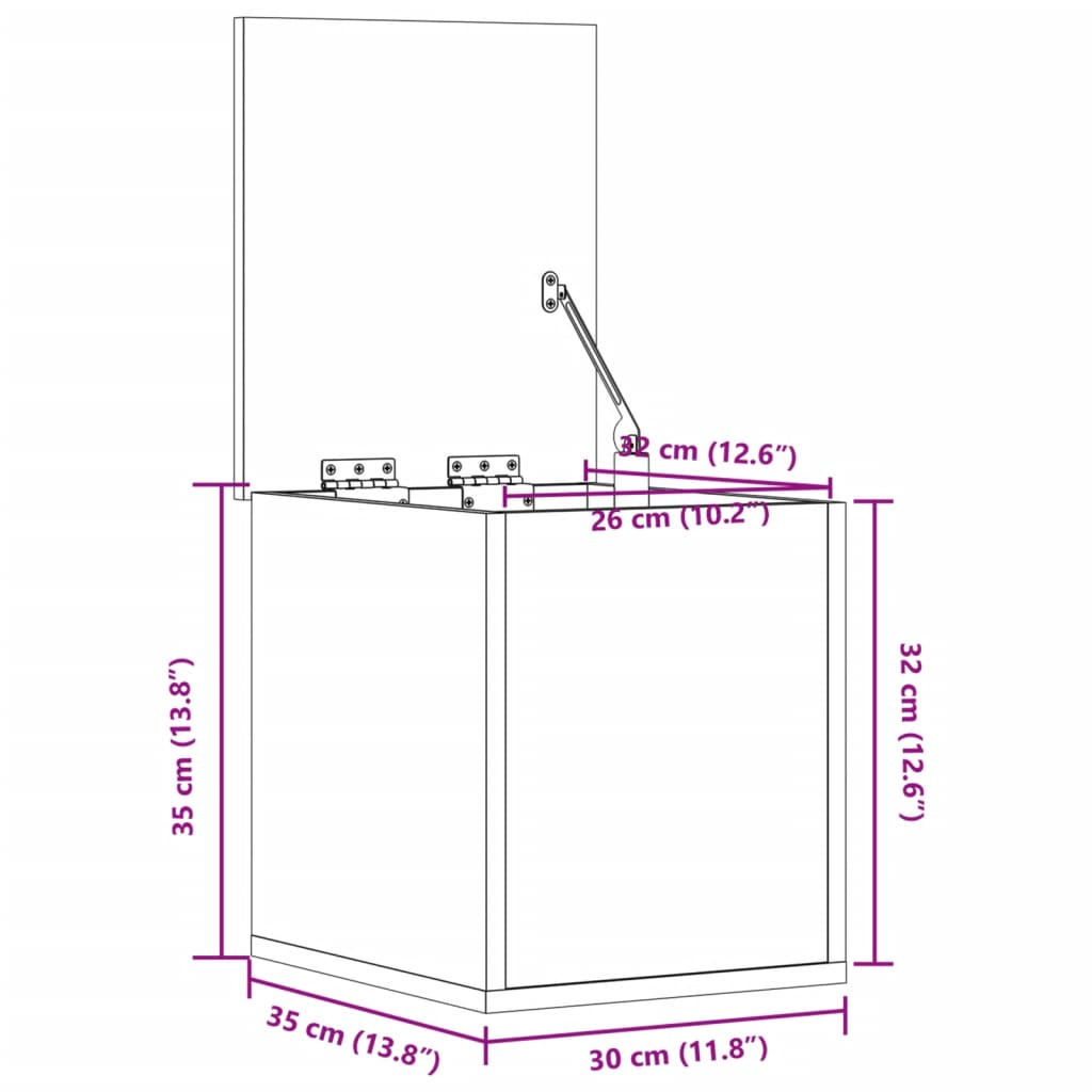 Úložný Box Kouřový Dub 30 X 35 X 35 Cm Kompozitní Dřevo
