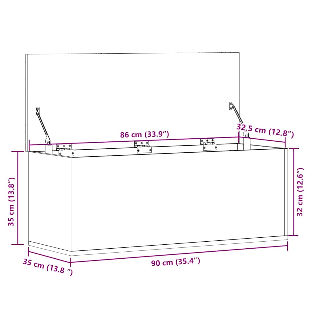 Úložný Box Kouřový Dub 90 X 35 X 35 Cm Kompozitní Dřevo