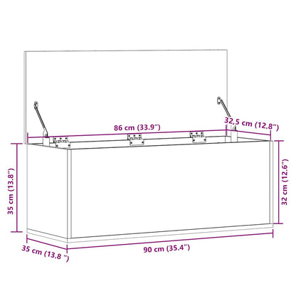 Úložný Box Kouřový Dub 90 X 35 X 35 Cm Kompozitní Dřevo