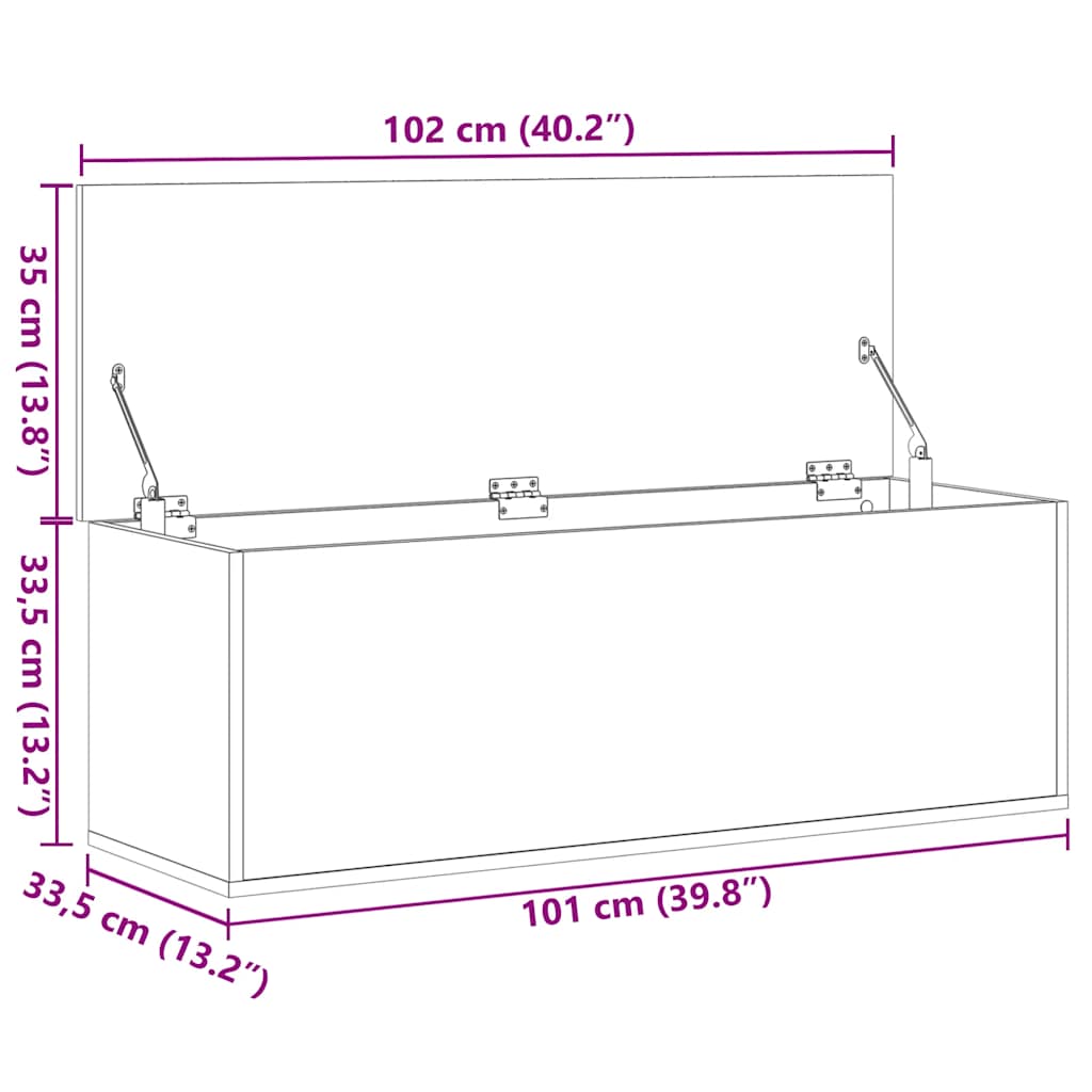 Úložný Box Šedý Sonoma 102 X 35 X 35 Cm Kompozitní Dřevo